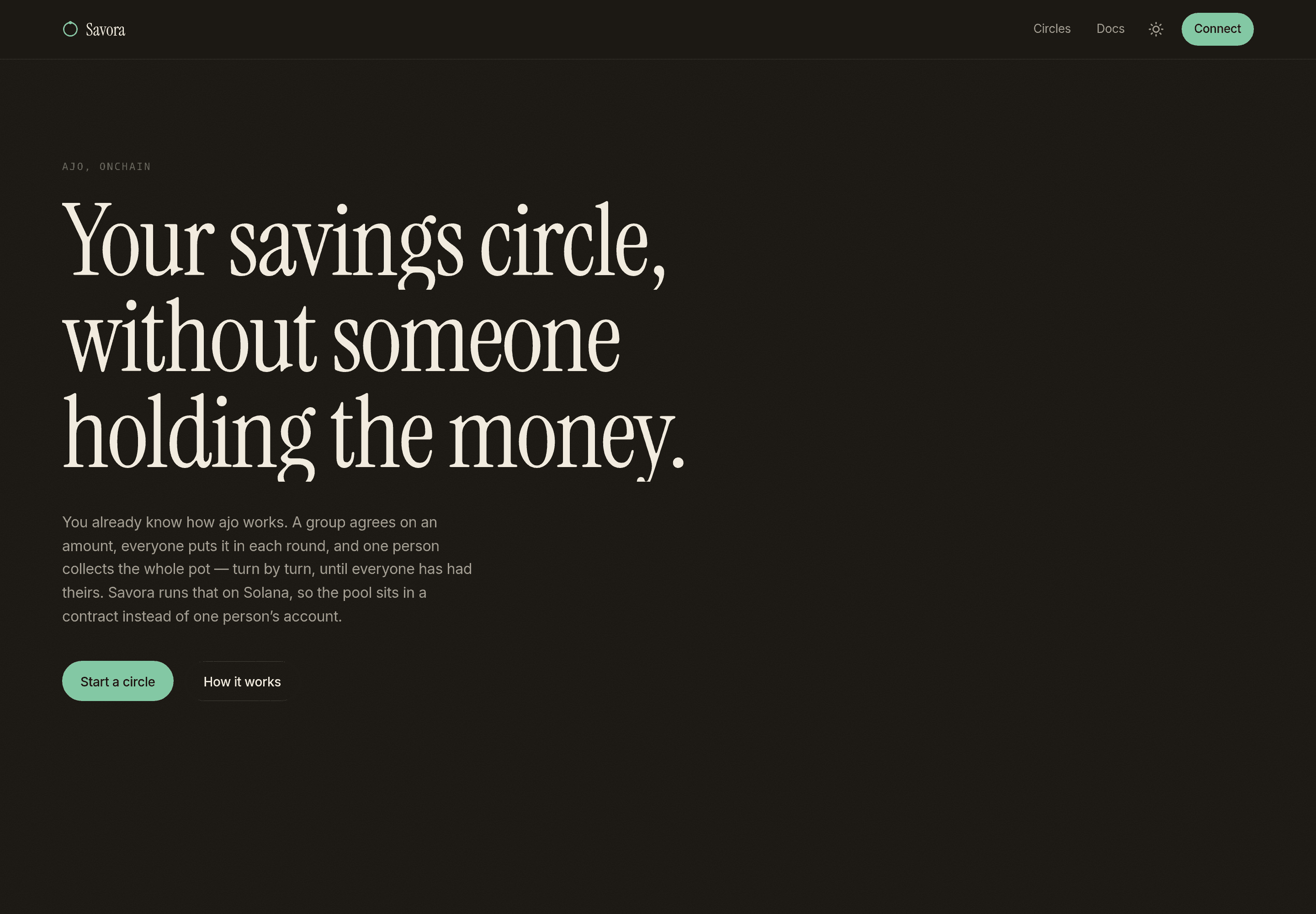 usesavora.vercel.app — the pitch, stated as plainly as the constraints